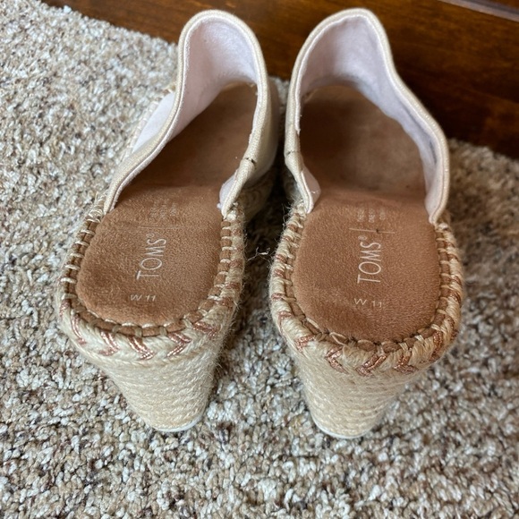 Toms Monica Wedge Sandal Natural Shimmer Womens Size 11 - Picture 3 of 5